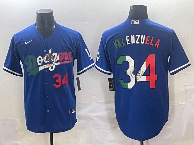 Men 2025 Los Angeles Dodgers #34 Valenzuela Blue Nike MLB Jersey style 7152->los angeles dodgers->MLB Jersey